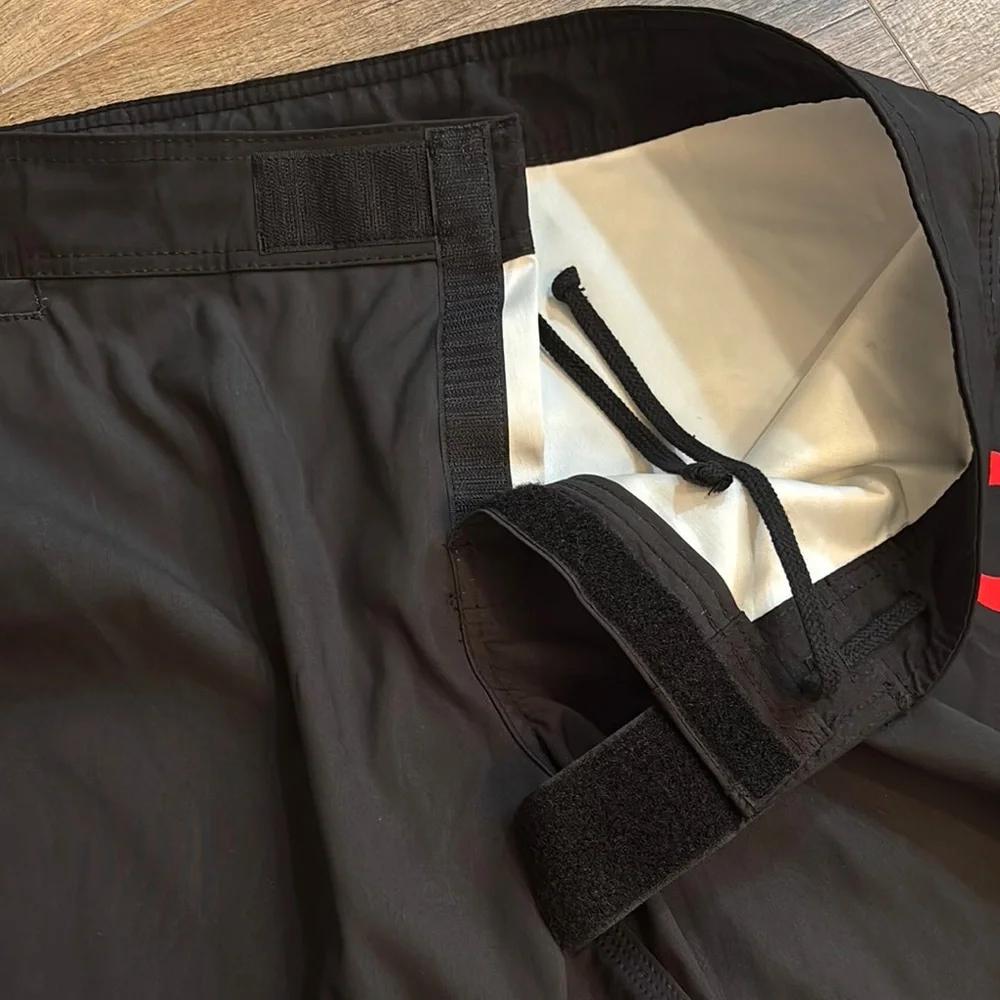 Rogue Men's 38 Swim Board Shorts Black Red USA Made Gorpcore Beach Coastal Swim